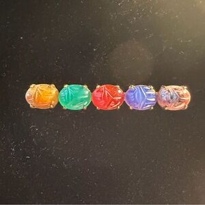 Vintage Multicolor 12KGF Scarab Bar Brooch